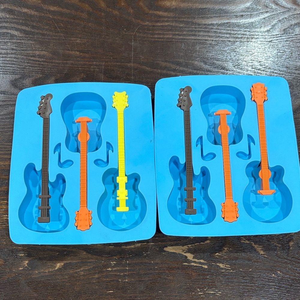 🌈Silicone Guitar Mold Set - Blue with Orange, Yellow, Brown Guitars